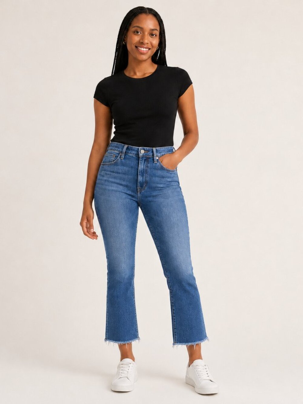 Mother The Hustler Ankle Fray Jeans High Rise Crop Denim Teaming Up Wash Size 27